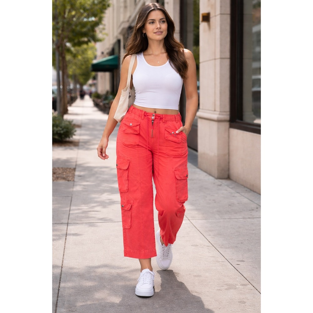 Free People We The Free Womens Tahiti Cargo Pants Large Utility Chic Streetwear